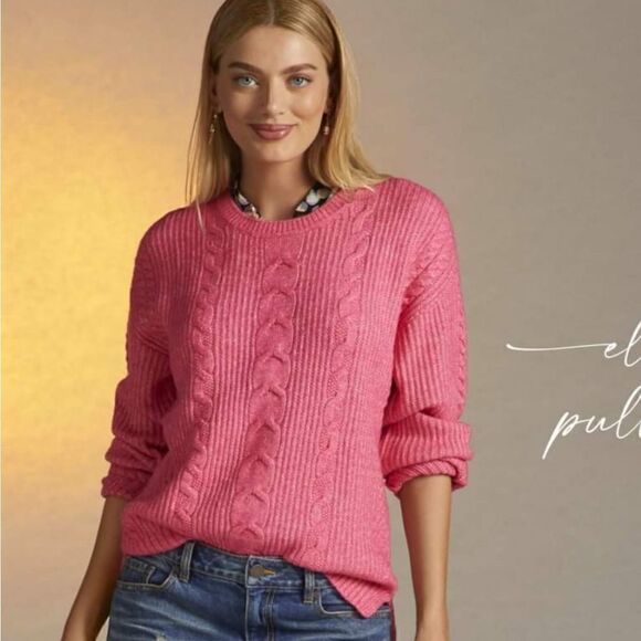 Cabi Elsa Pullover Sweater Crewneck Cable Pink Size XS #4245 Pullover - Picture 9 of 9